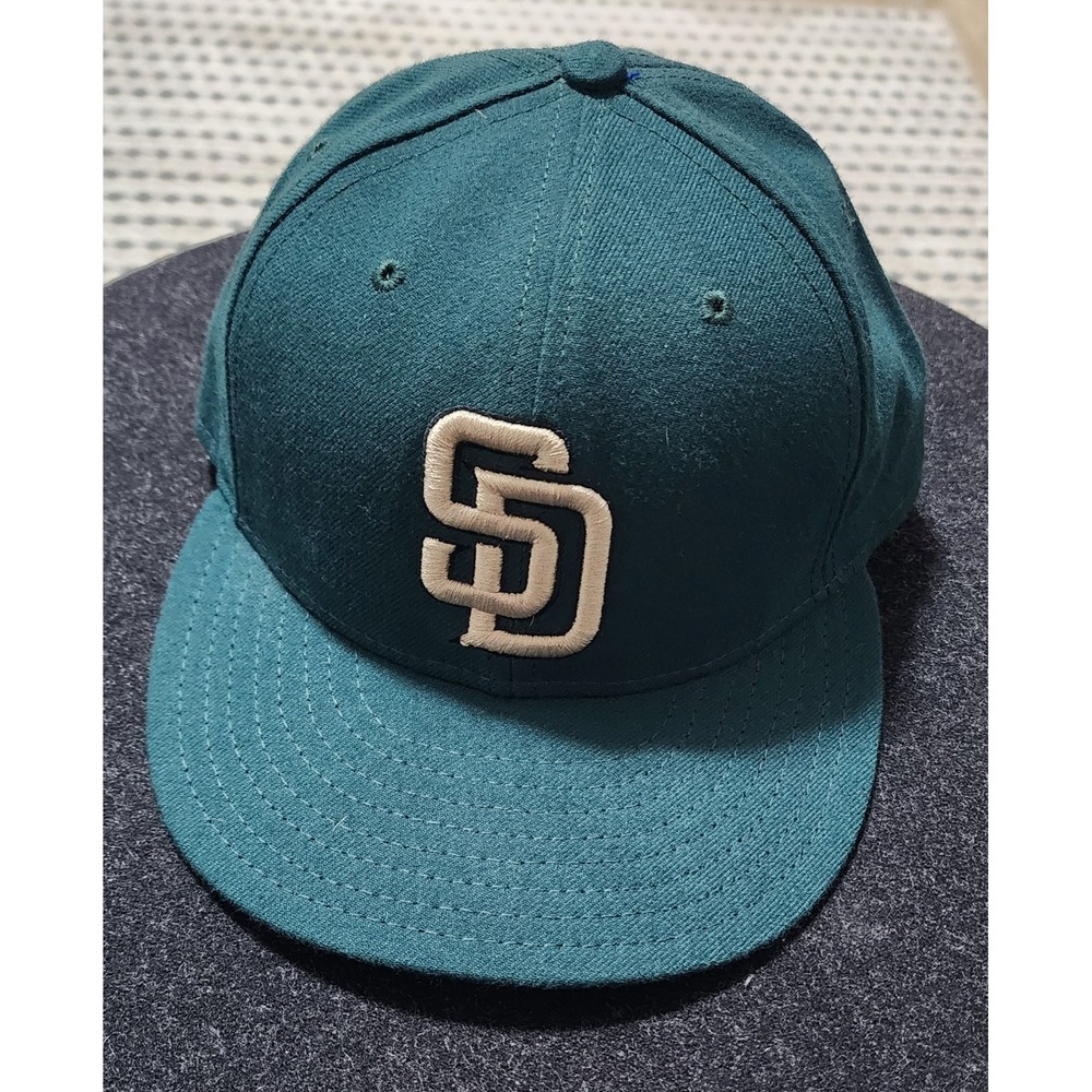 New Era 59FIFTY San Diego Padres Hat Cap Vintage Green Wool Size 7 1/8 USA